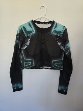 Just Saiyan Anime-Inspired Cropped Compression Shirt Futuristic Cosplay Costume